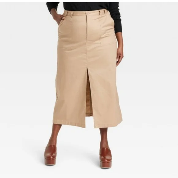 Women's Utility Maxi Skirt - A New Day™ ~ Tan - Picture 2 of 16